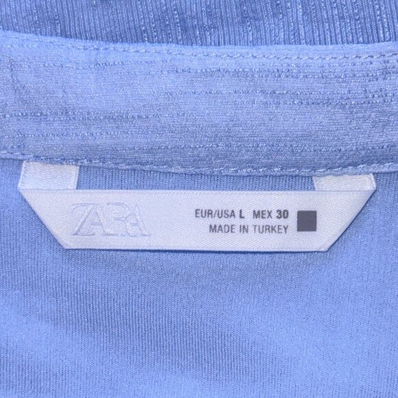 Zara Dress Womens L Blue Viscose Tiered Long Sleeve Mini - Picture 7 of 9